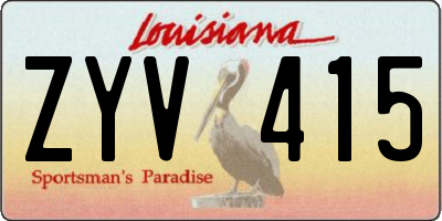 LA license plate ZYV415