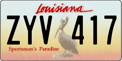 LA license plate ZYV417
