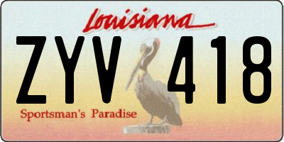 LA license plate ZYV418