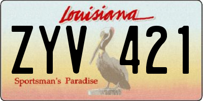LA license plate ZYV421