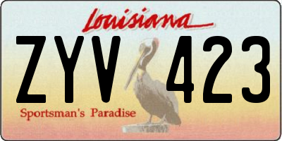 LA license plate ZYV423