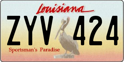 LA license plate ZYV424