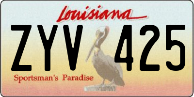 LA license plate ZYV425