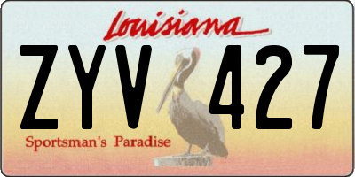 LA license plate ZYV427