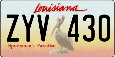 LA license plate ZYV430