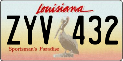 LA license plate ZYV432