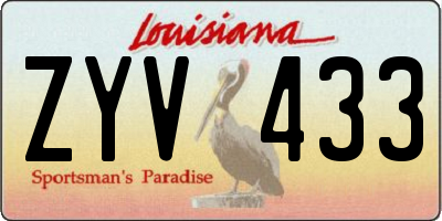 LA license plate ZYV433