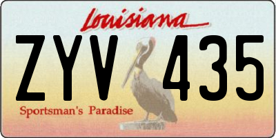 LA license plate ZYV435