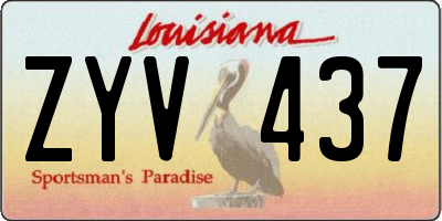 LA license plate ZYV437