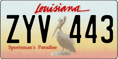 LA license plate ZYV443