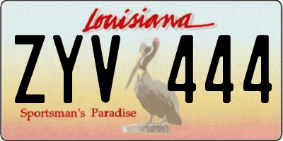 LA license plate ZYV444