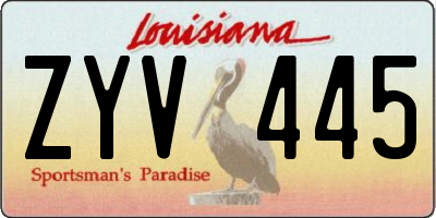LA license plate ZYV445