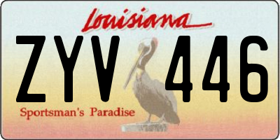 LA license plate ZYV446