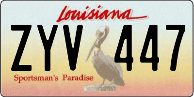 LA license plate ZYV447