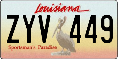 LA license plate ZYV449