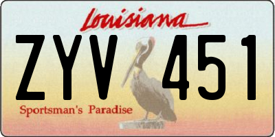 LA license plate ZYV451