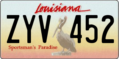 LA license plate ZYV452