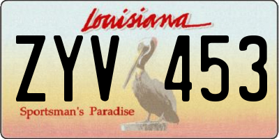 LA license plate ZYV453