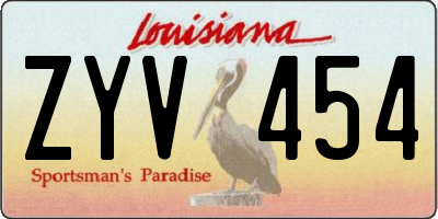 LA license plate ZYV454