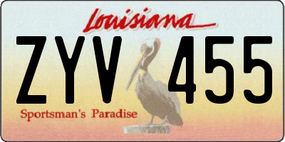 LA license plate ZYV455