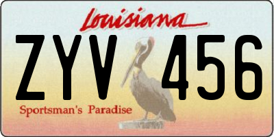 LA license plate ZYV456