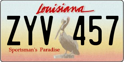 LA license plate ZYV457