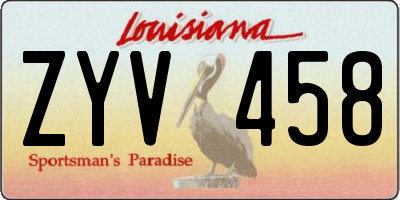 LA license plate ZYV458