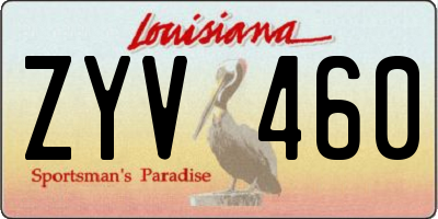 LA license plate ZYV460
