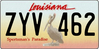 LA license plate ZYV462
