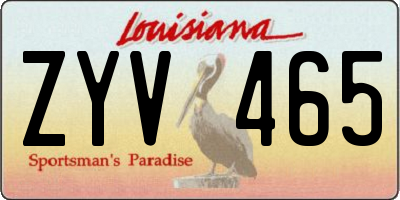 LA license plate ZYV465