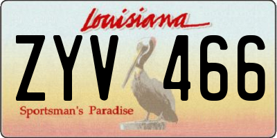 LA license plate ZYV466