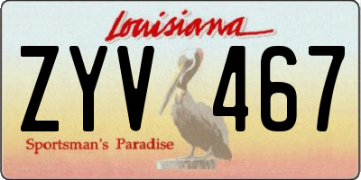 LA license plate ZYV467