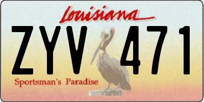 LA license plate ZYV471