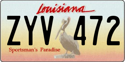 LA license plate ZYV472