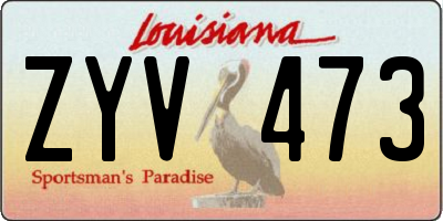LA license plate ZYV473