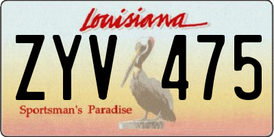 LA license plate ZYV475