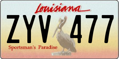 LA license plate ZYV477