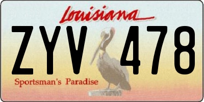 LA license plate ZYV478