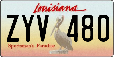 LA license plate ZYV480