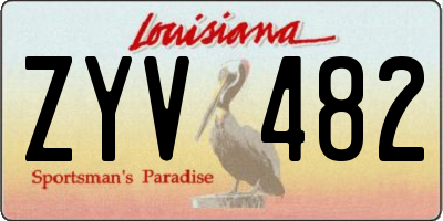 LA license plate ZYV482