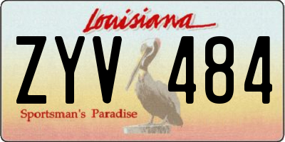 LA license plate ZYV484