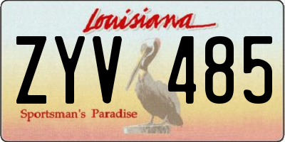 LA license plate ZYV485