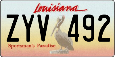 LA license plate ZYV492