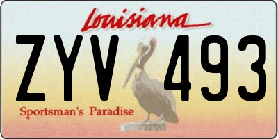 LA license plate ZYV493