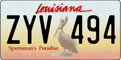 LA license plate ZYV494