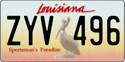 LA license plate ZYV496