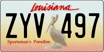 LA license plate ZYV497