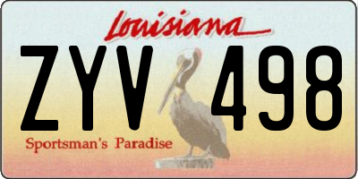 LA license plate ZYV498