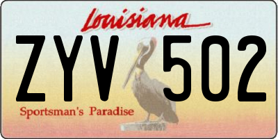 LA license plate ZYV502