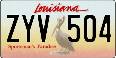 LA license plate ZYV504